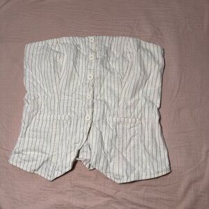 Elegant White Striped Button Down Shirt